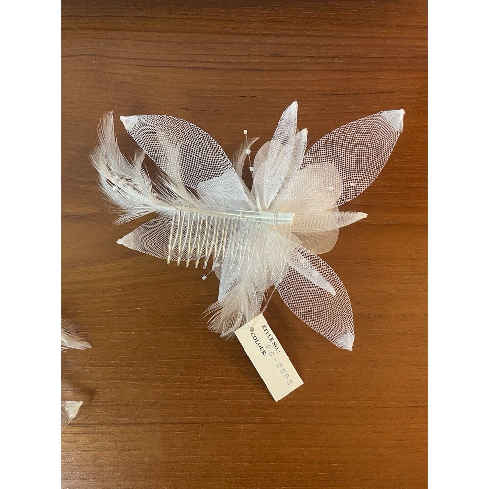 Hair Fascinators Hair Accessory LOT Wedding Flower Comb Feathers New White Ivory - Picture 8 of 8
